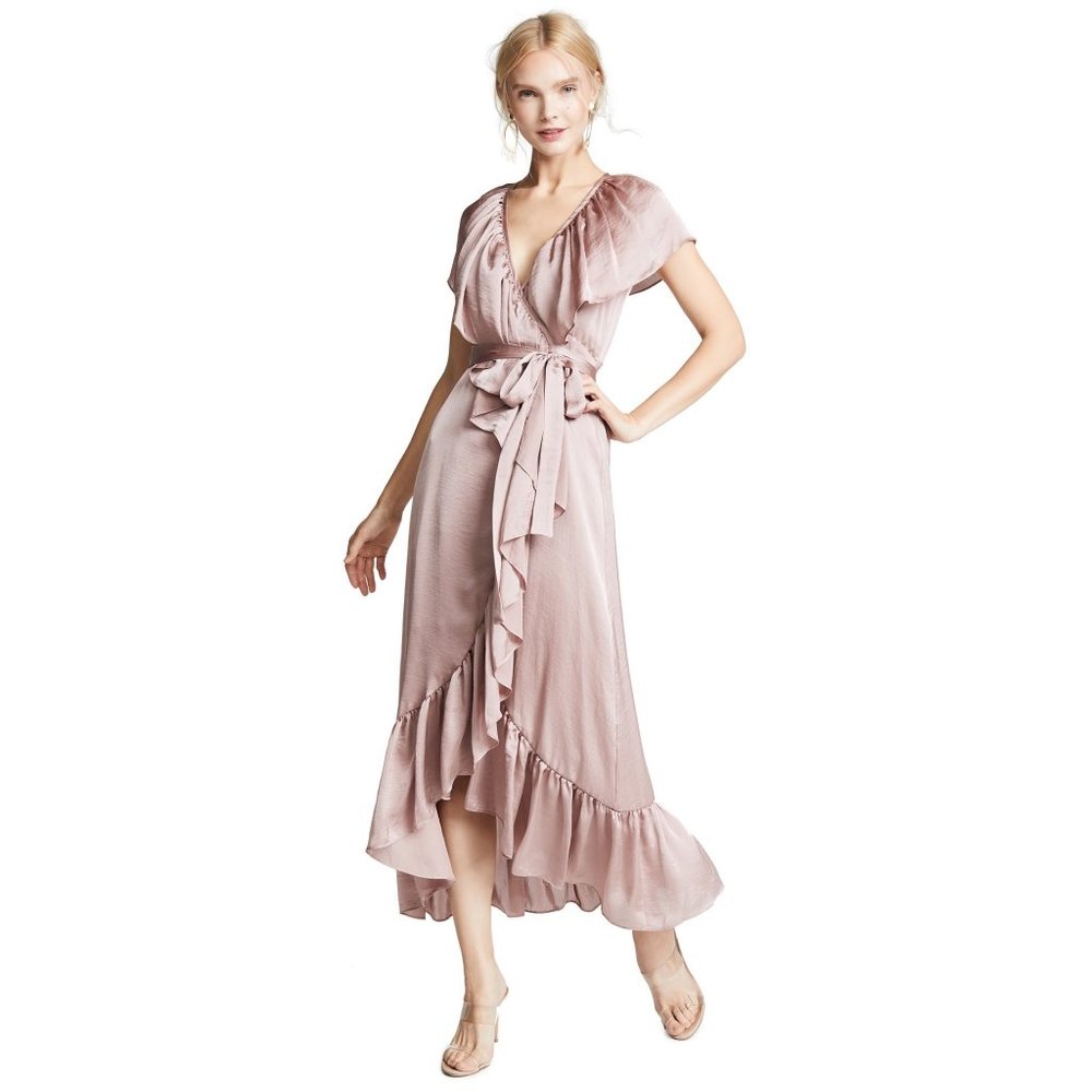 NWT | MISA LOS ANGELES Thesa Wrap Dress in Dusty Rose | Size S